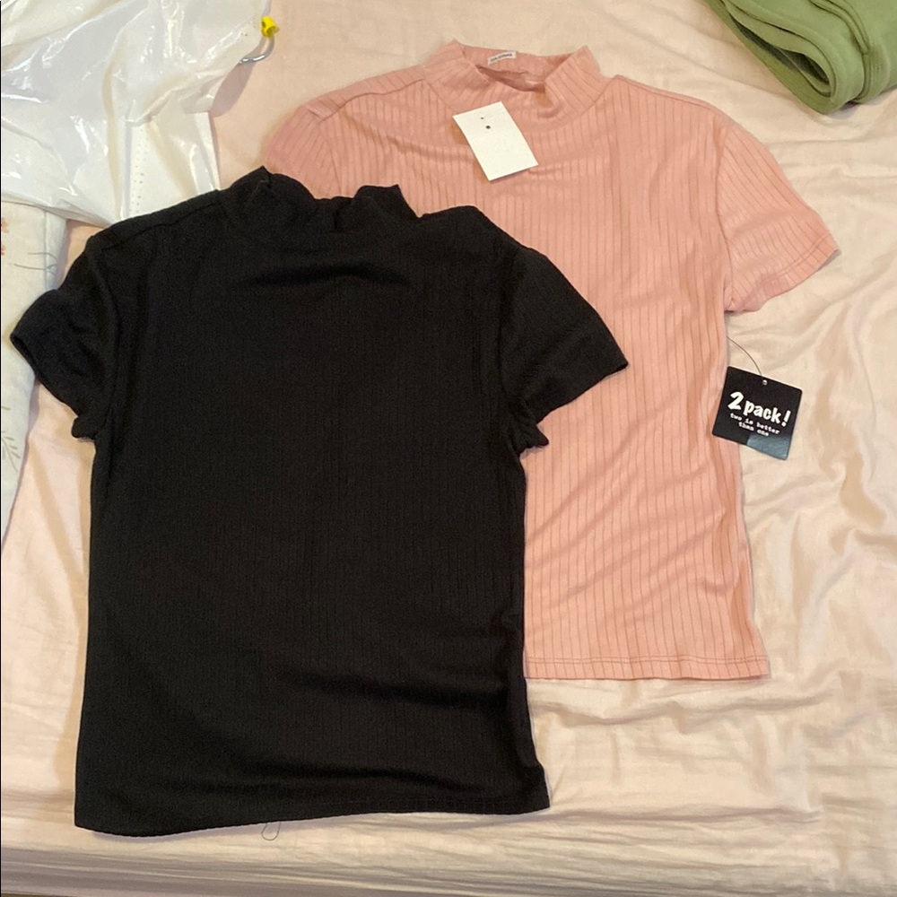 One Step Ahead Charcoal Ribbed T-Shirt Set